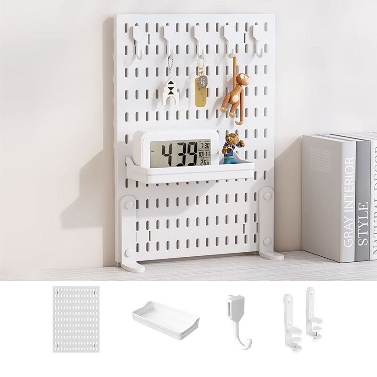 Clip-On Vertical Hole Board Desktop Organizer with Hooks