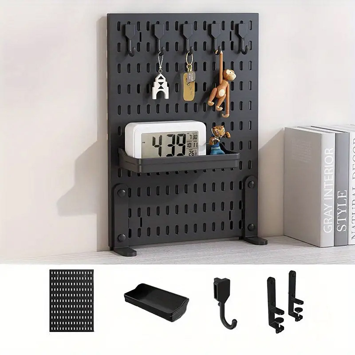 Clip-On Vertical Hole Board Desktop Organizer with Hooks