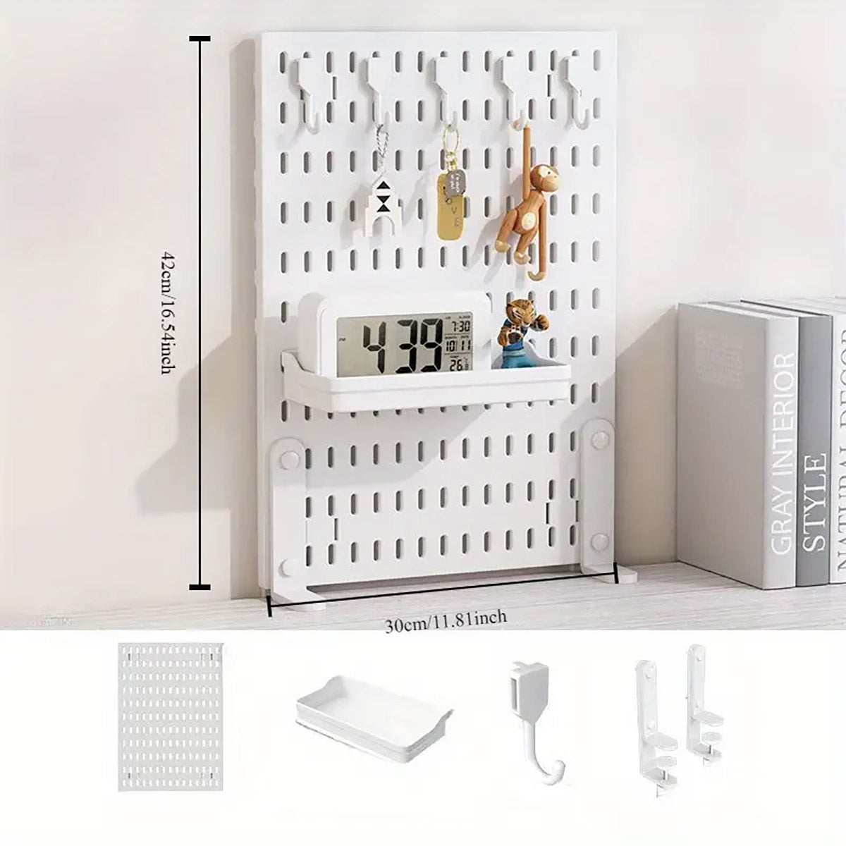 Clip-On Vertical Hole Board Desktop Organizer with Hooks
