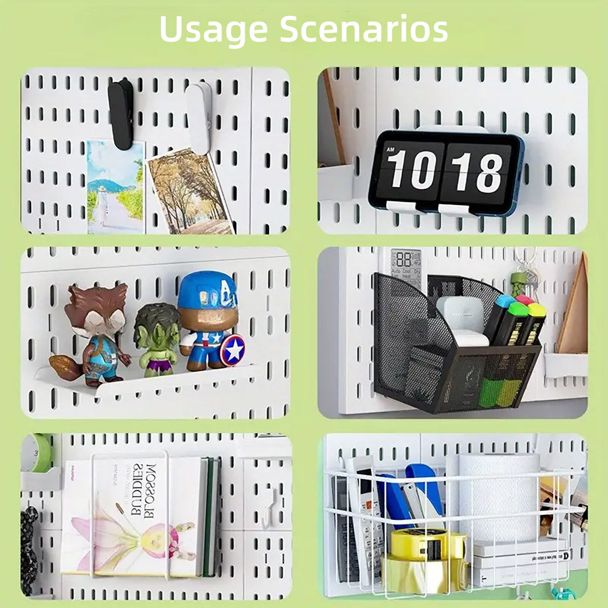 Clip-On Vertical Hole Board Desktop Organizer with Hooks