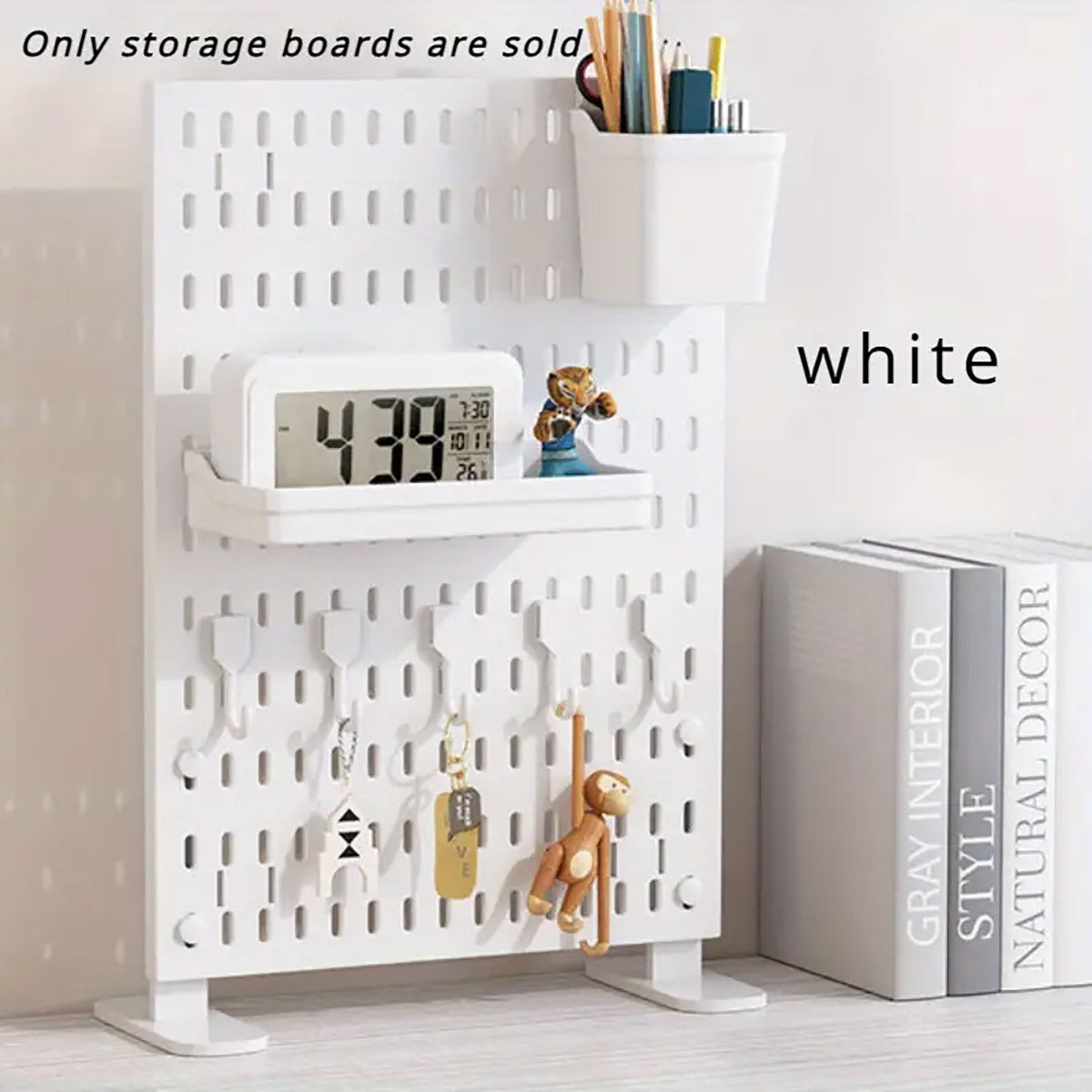 Clip-On Vertical Hole Board Desktop Organizer with Hooks