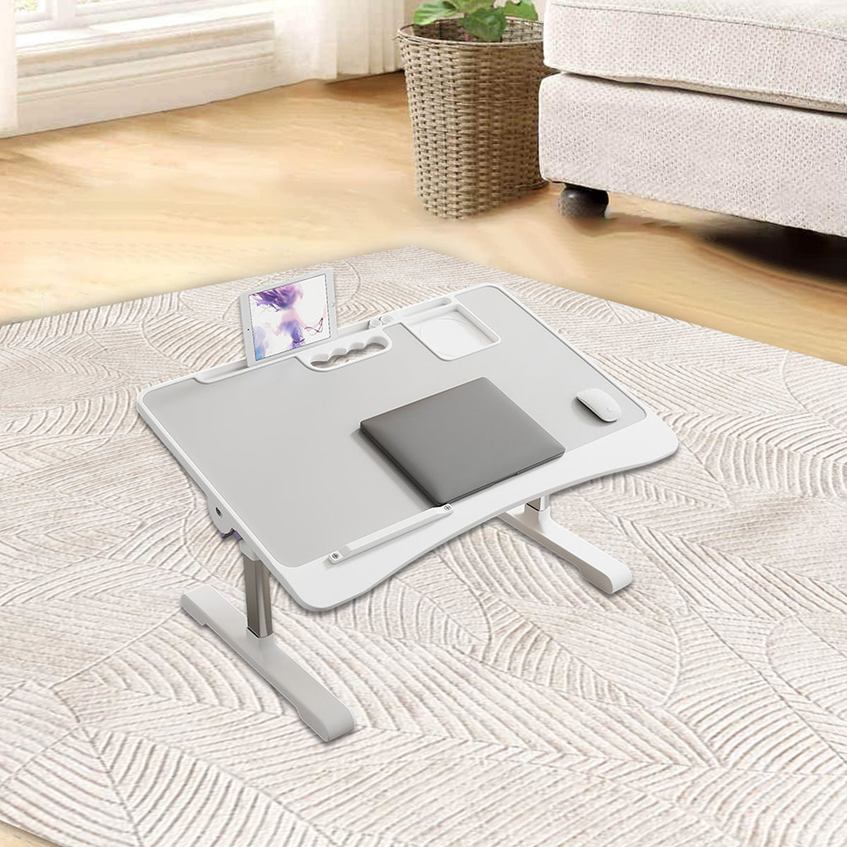 Adjustable Folding Overbed Desk with Tilt Top for Study Use