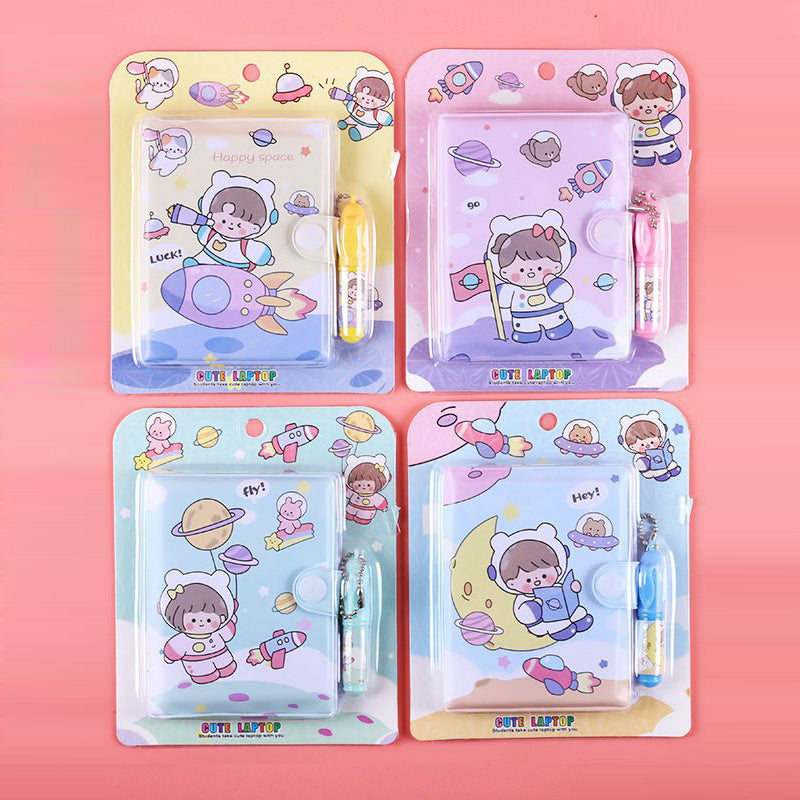 Mini Thin Notebook with Pen Cute Pattern Kid Stationery