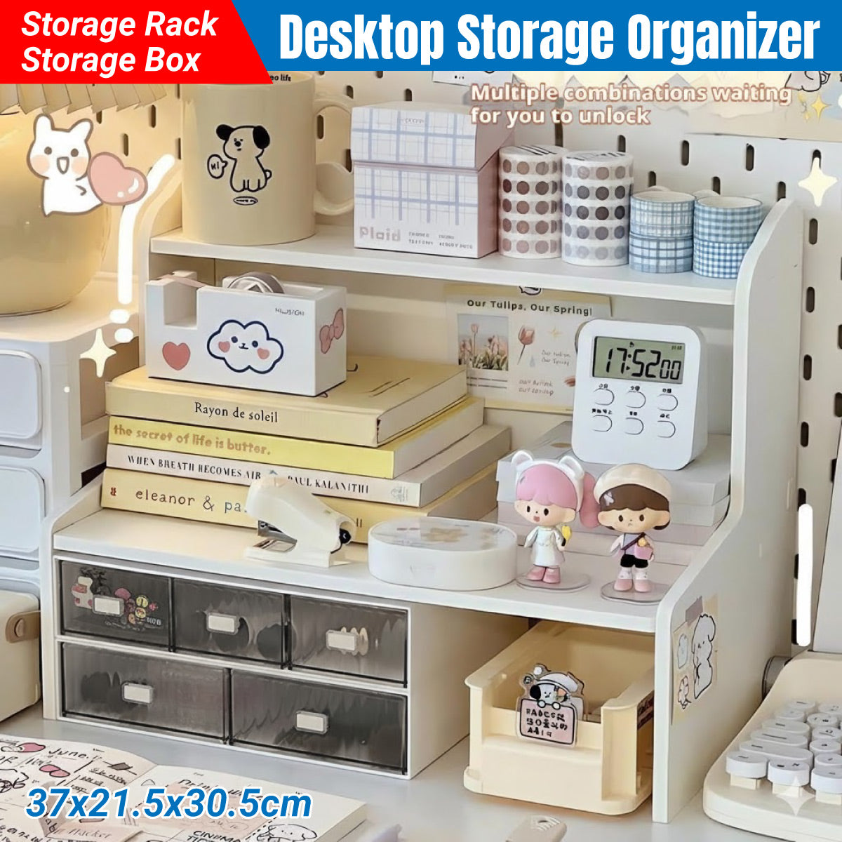 Multi Layer Desktop Organizer with Drawer for Stationery