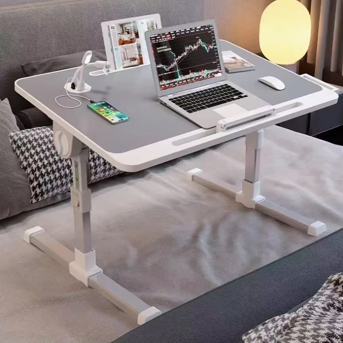 Laptop Bed Tray Desk Adjustable with USB Port for Work and Study
