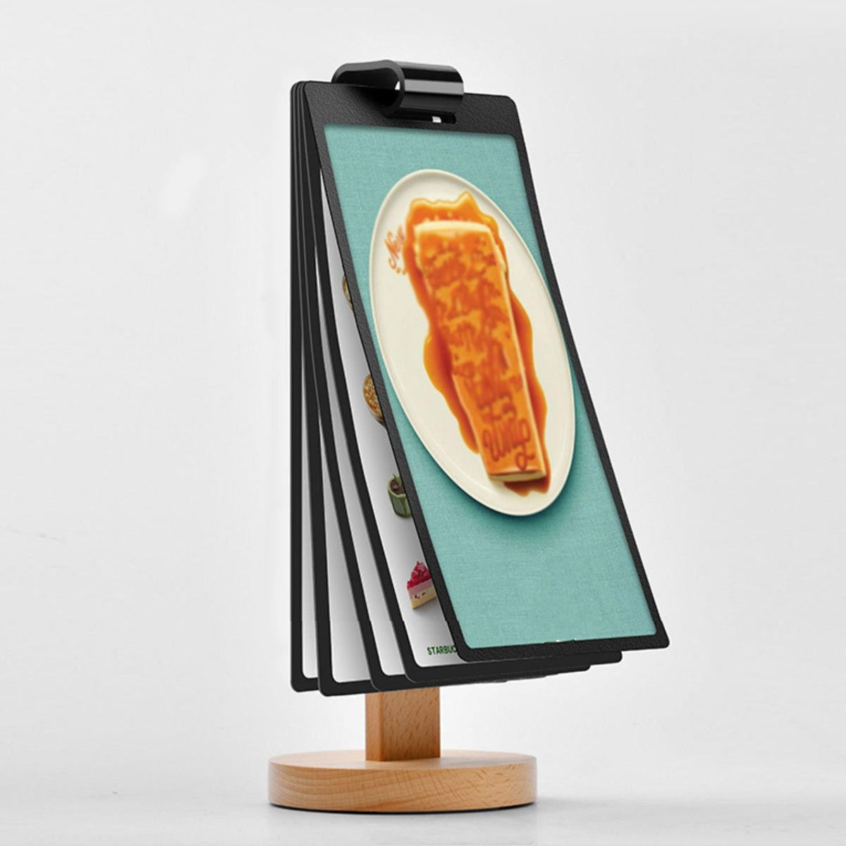 Wooden Tabletop Menu Holder Stand with Lock