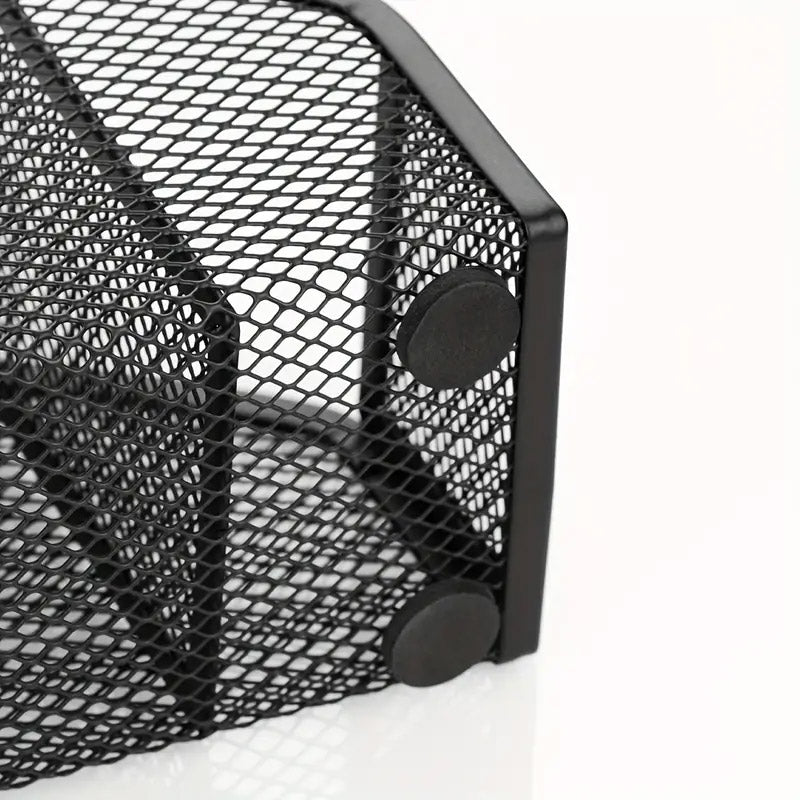 Metal Desktop Storage Box Multi-Compartment Pen Holder Black