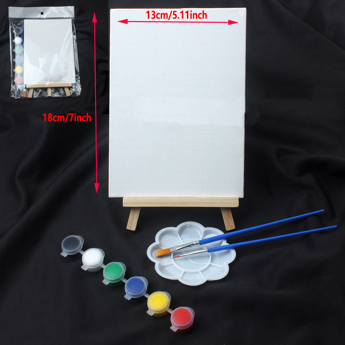 10 Sets Mini Easel DIY Art Kit with Canvas and Brushes