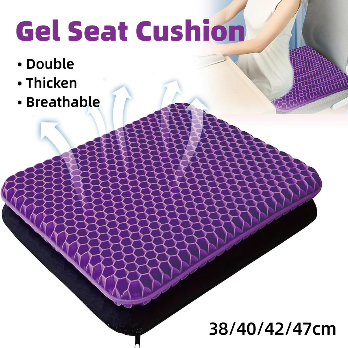 Cooling Gel Seat Cushion Honeycomb Breathable Office