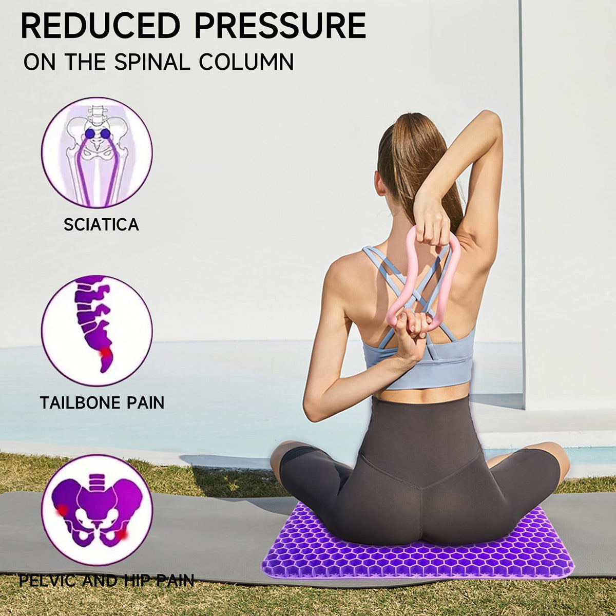 Cooling Gel Seat Cushion Honeycomb Breathable Office