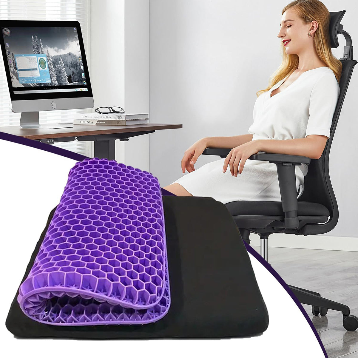 Cooling Gel Seat Cushion Honeycomb Breathable Office