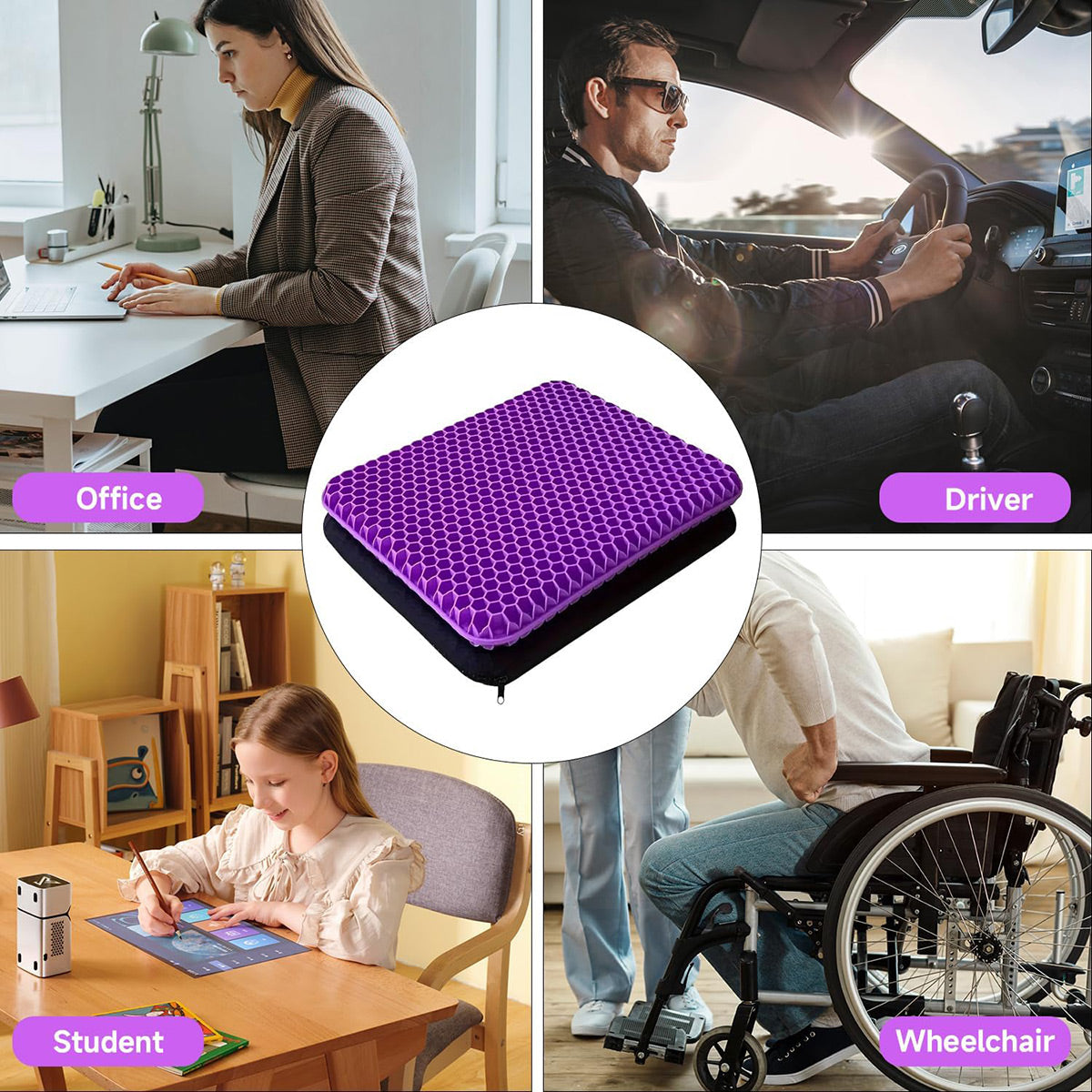 Cooling Gel Seat Cushion Honeycomb Breathable Office