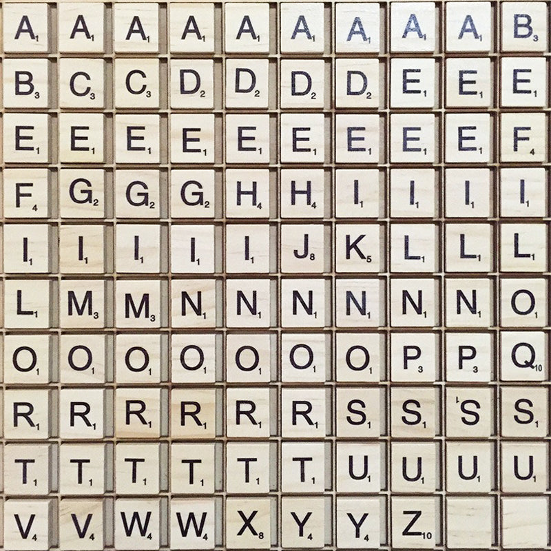 Wooden Scrabble Tiles with Black Letters