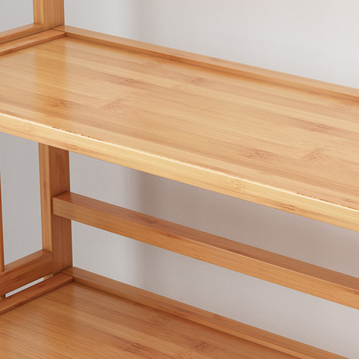 Three Layer Bamboo Bookshelf Floor Rack for Home and Office