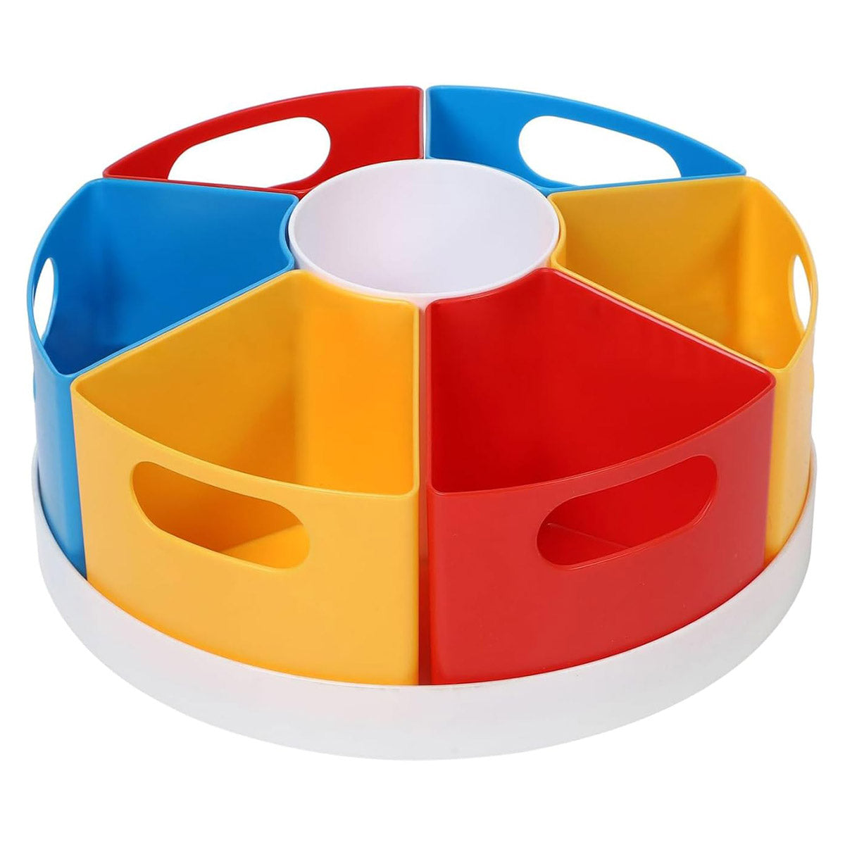 360 Degree Rotating Pen Holder Organiser 6 Compartments Plastic