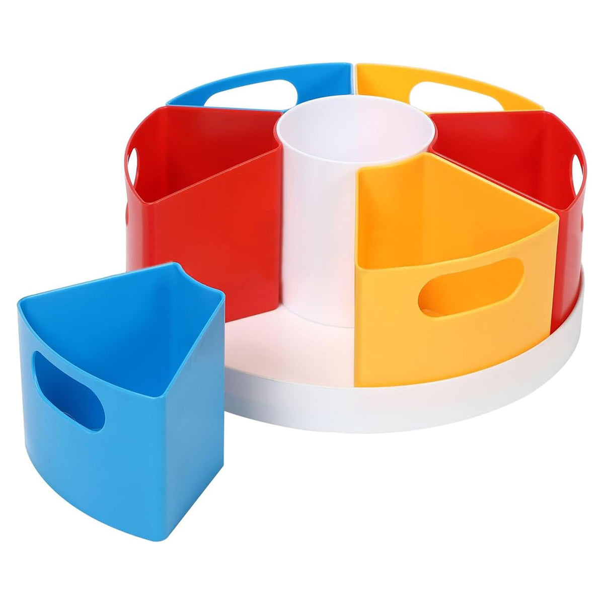 360 Degree Rotating Pen Holder Organiser 6 Compartments Plastic