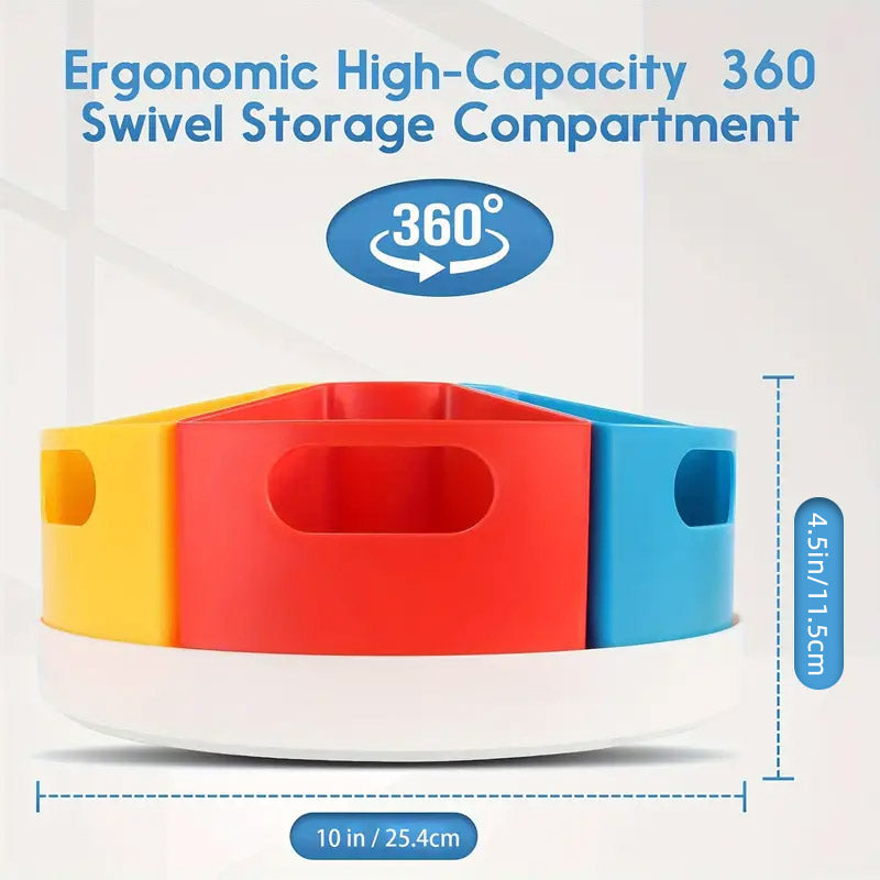 360 Degree Rotating Pen Holder Organiser 6 Compartments Plastic