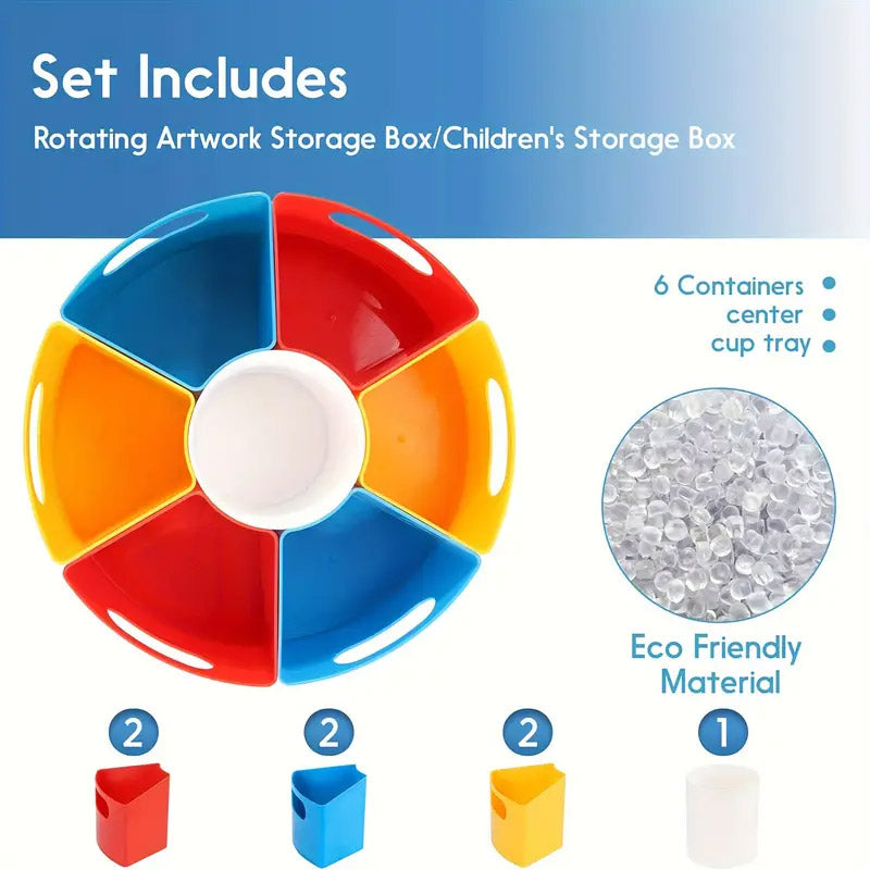 360 Degree Rotating Pen Holder Organiser 6 Compartments Plastic