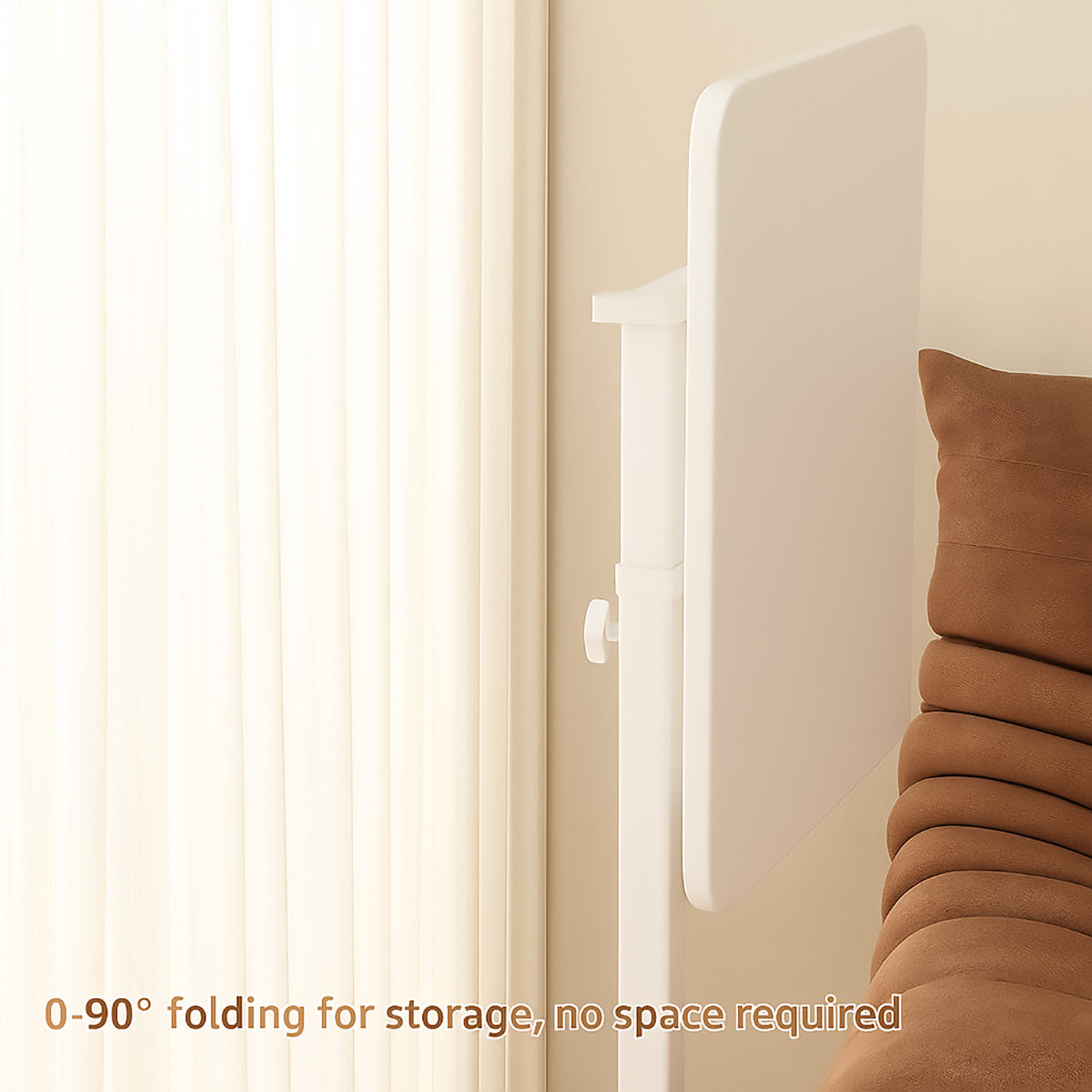 Rolling Bedside Table with Adjustable Height and Foldable Design