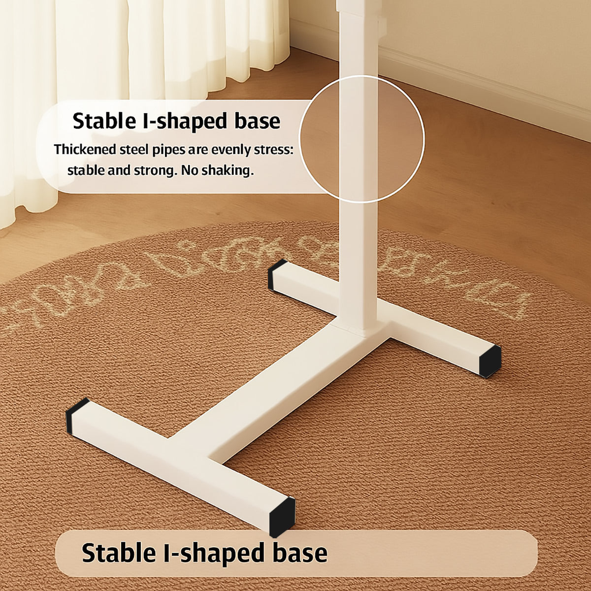 Rolling Bedside Table with Adjustable Height and Foldable Design