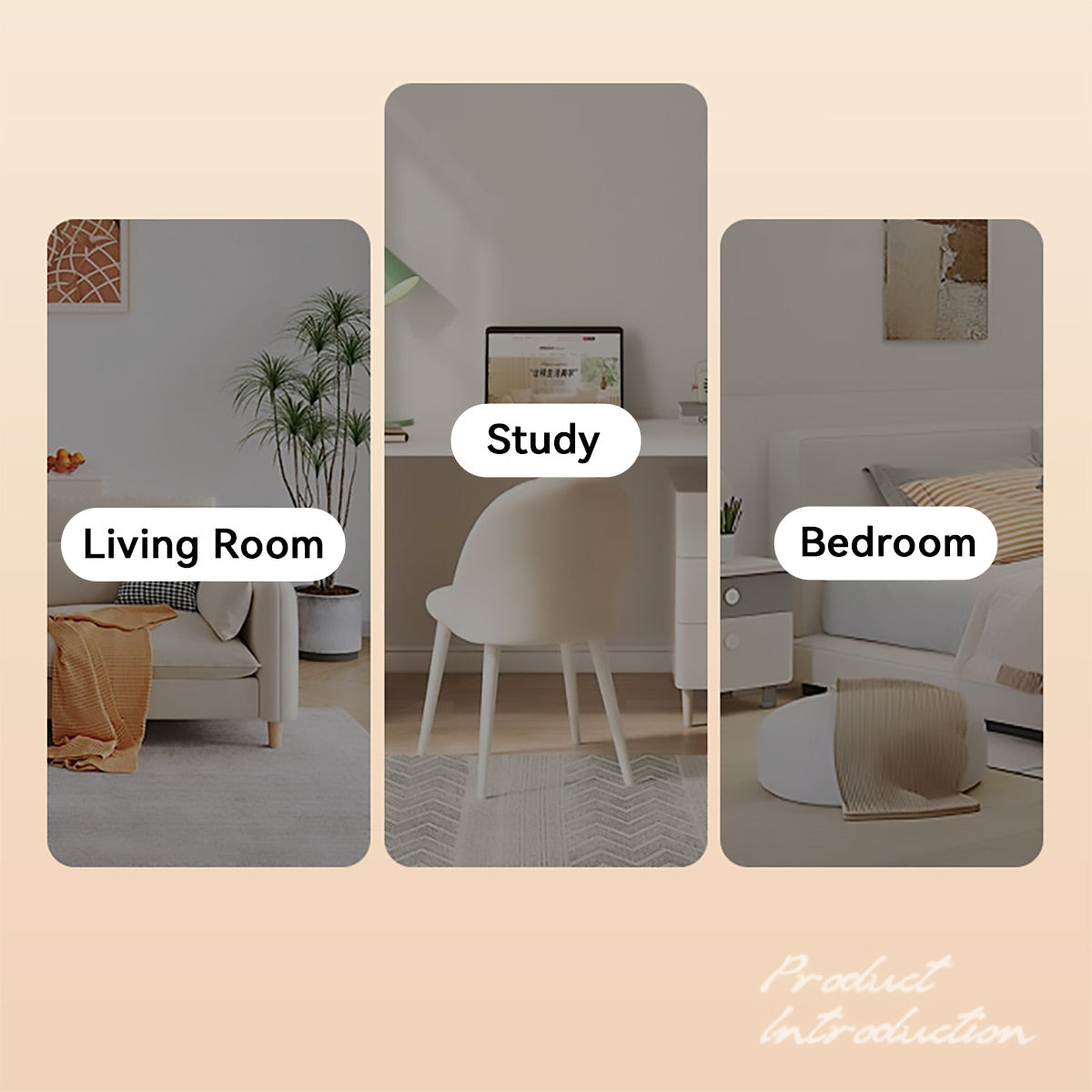 Rolling Bedside Table with Adjustable Height and Foldable Design