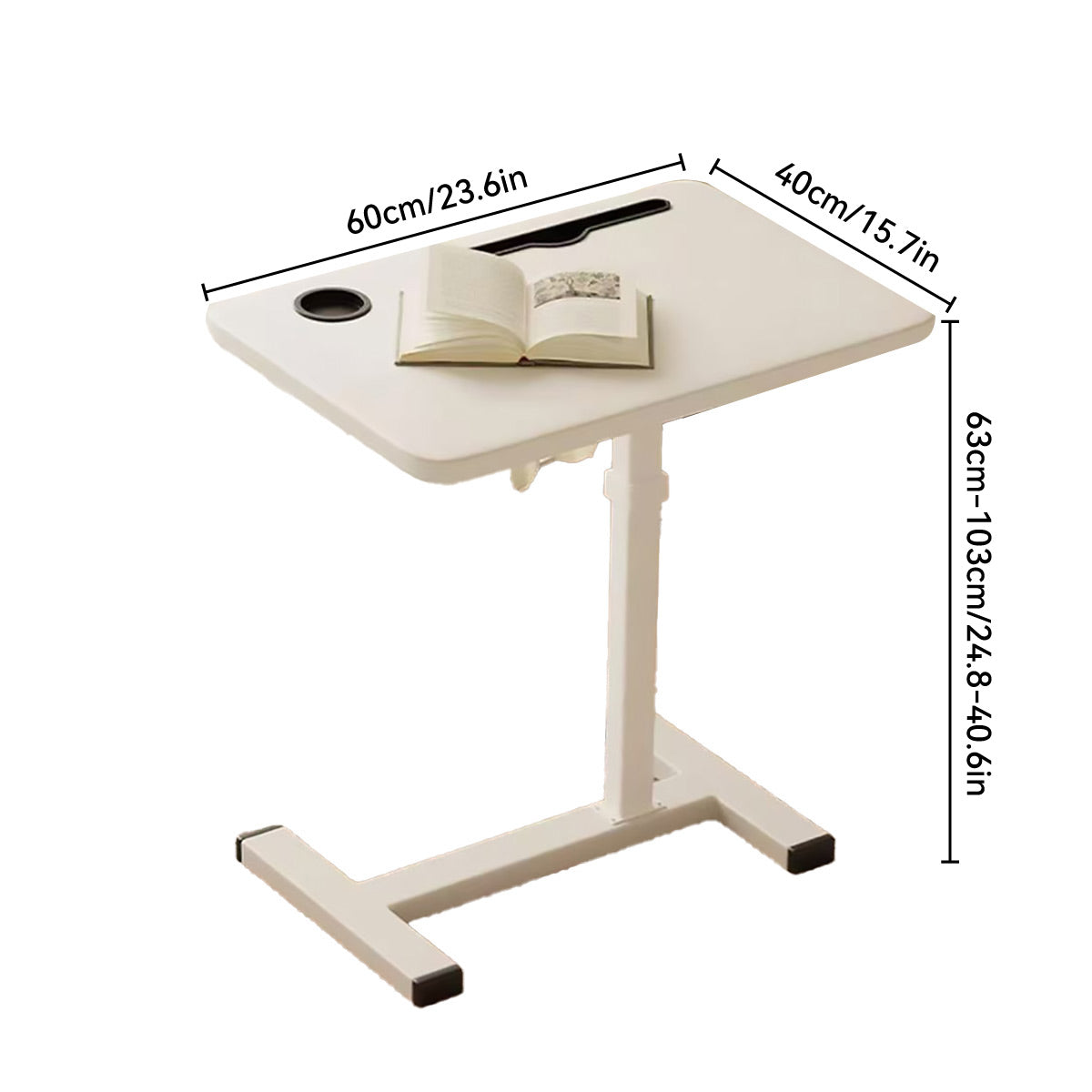 Rolling Bedside Table with Adjustable Height and Foldable Design