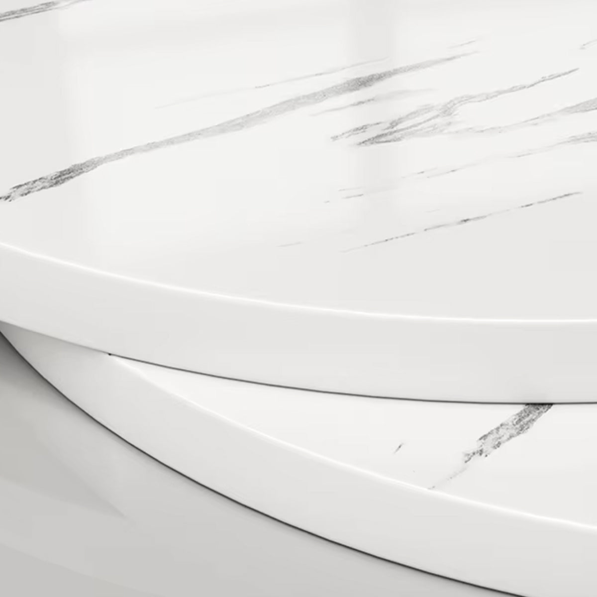 2 Tier Round Side Table White Marble Design Metal Frame