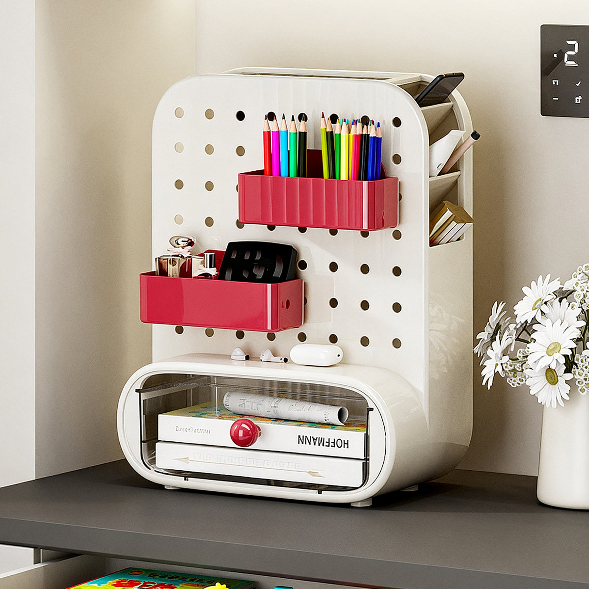 Drawer Pegboard Desktop Storage Box Space Saving Organizer