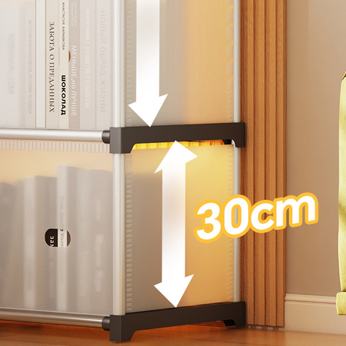 5 Tier Double Row Bookshelf Rack with Doors Storage Unit