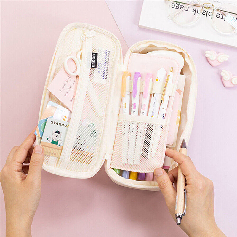 Zipper Pencil Case Expandable Storage Multi Pocket