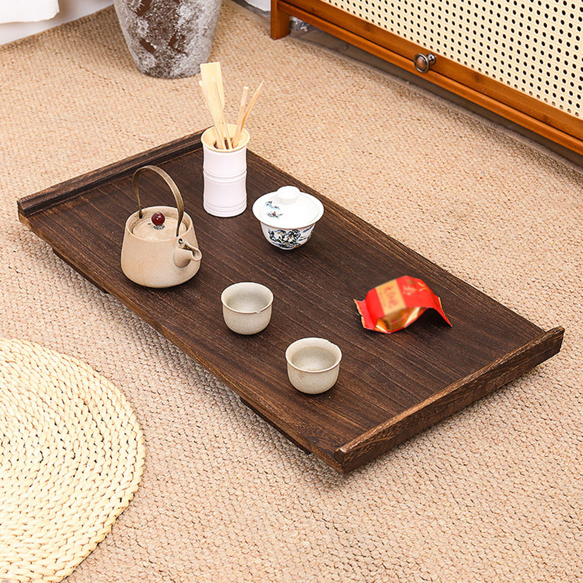 Wooden Foldable Chinese Style Tea Table Space Saving Design