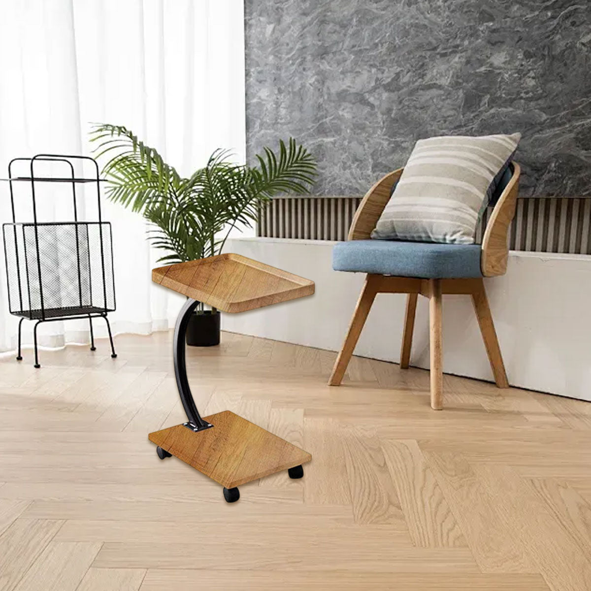 Movable Coffee Side Table Wooden Laptop Desk for Sofa Bedside