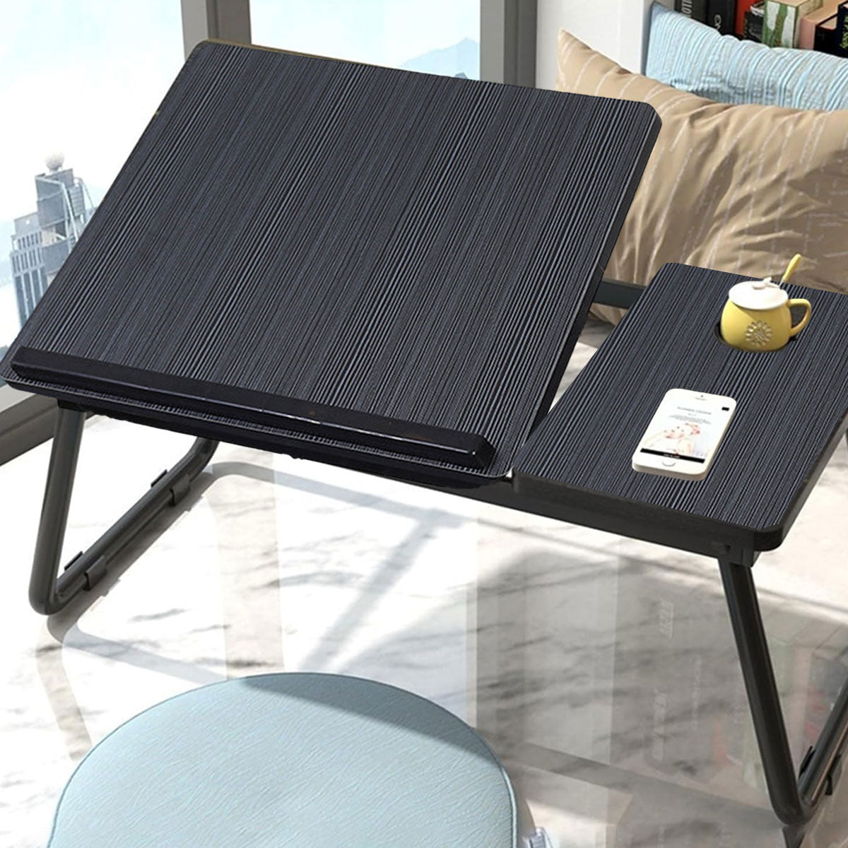 Small Foldable Bedside Table Portable Desk with Adjustable Angle