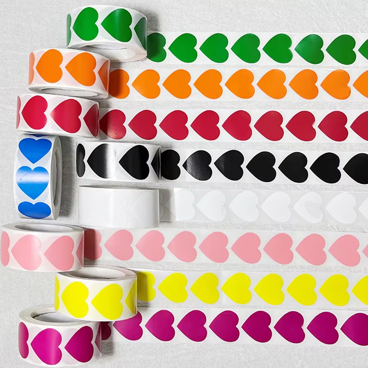 8 Rolls Heart Stickers 500 Pcs Self-Adhesive Labels