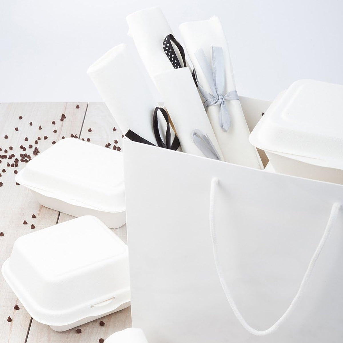 50 Pcs Kraft Paper Gift Bags Blank Shopping Handbags
