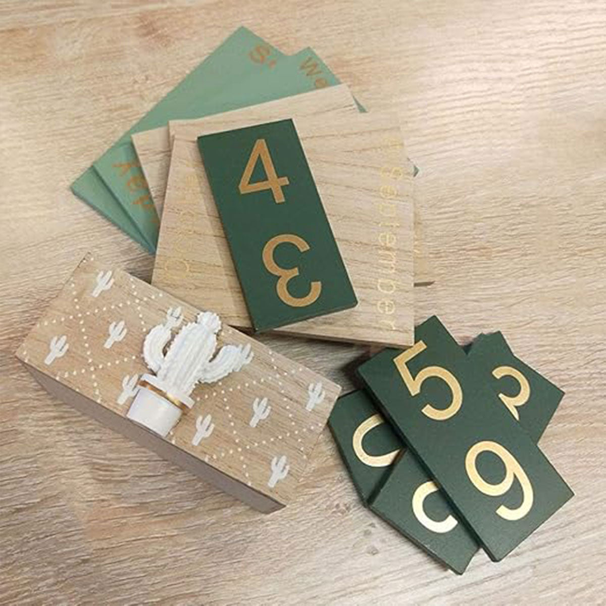 Wooden Perpetual Desk Calendar Retro Block Desktop Decor