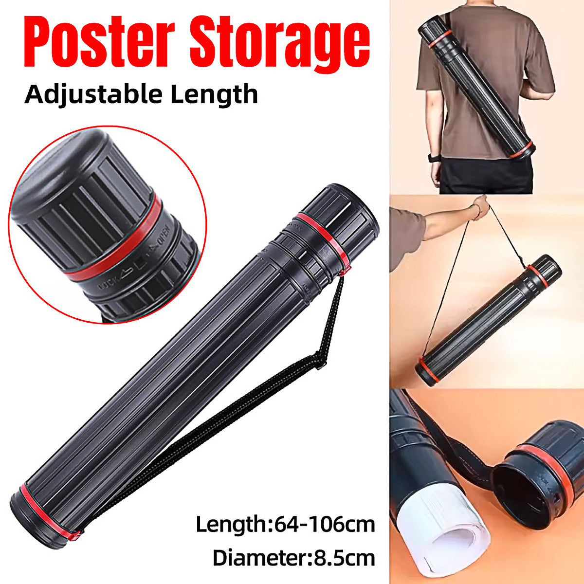 Telescopic Poster Storage Tube Art Paper Holder