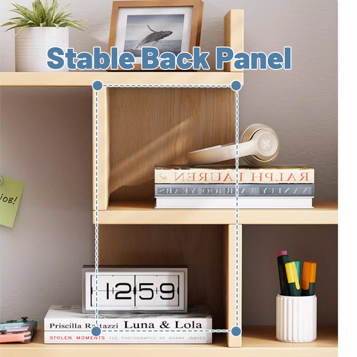 Multi Layer Wooden Desktop Shelf with Drawers Home Office Sturdy