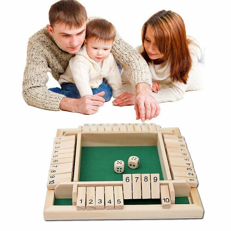 Wooden Shut The Box Dice Game Family Table Play