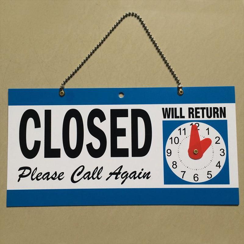 Open Closed Door Sign with Return Clock for Shops