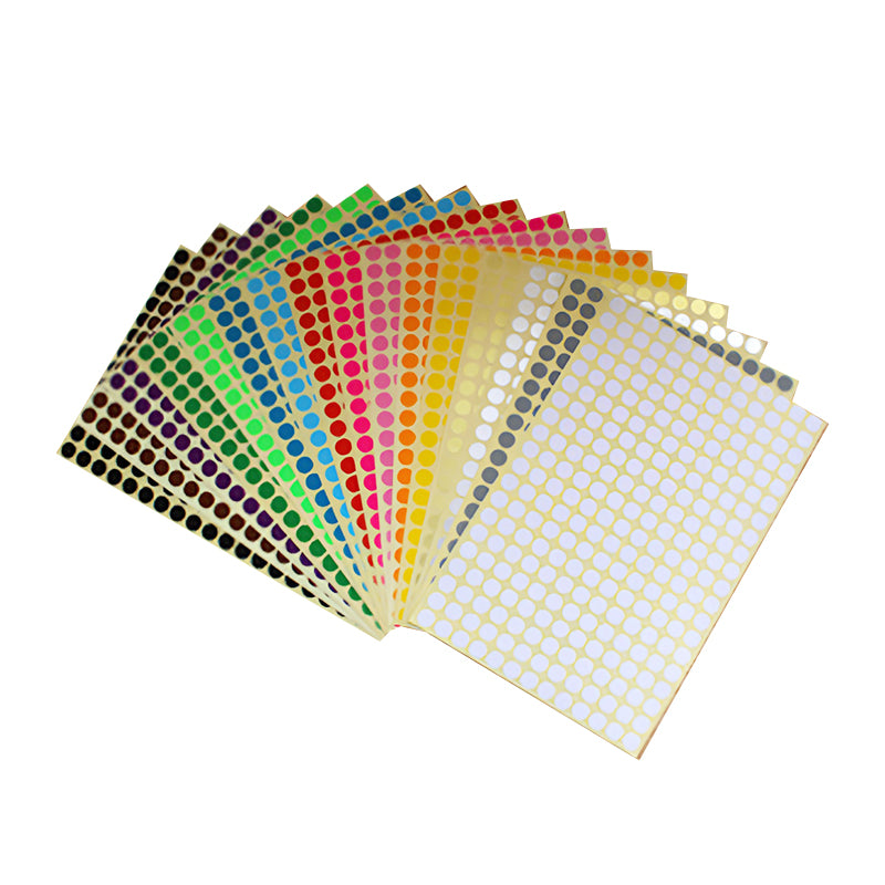 16 Sheets Round Dot Stickers Mixed Colours Self Adhesive