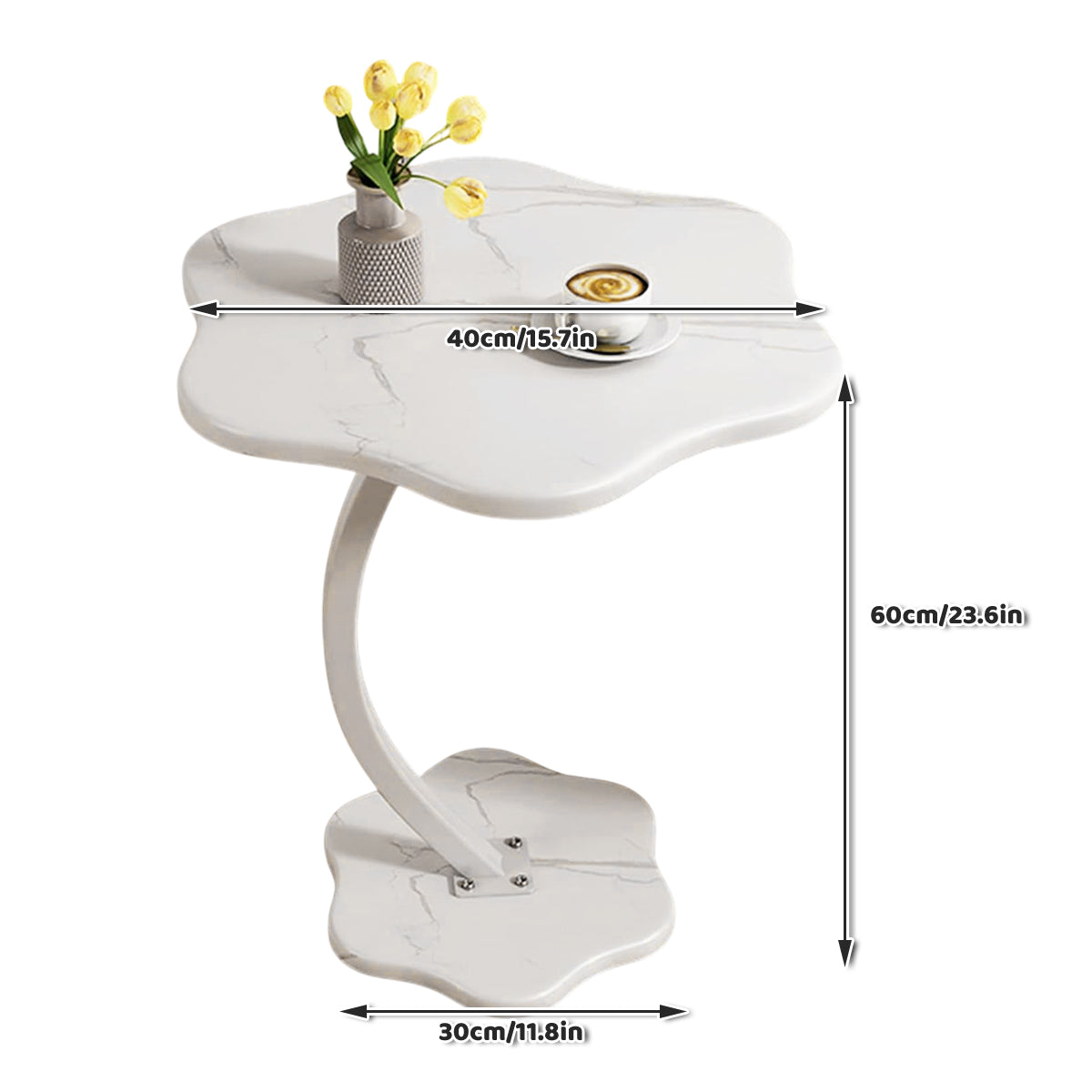 White Side Table with Storage Shelf for Home Office Use