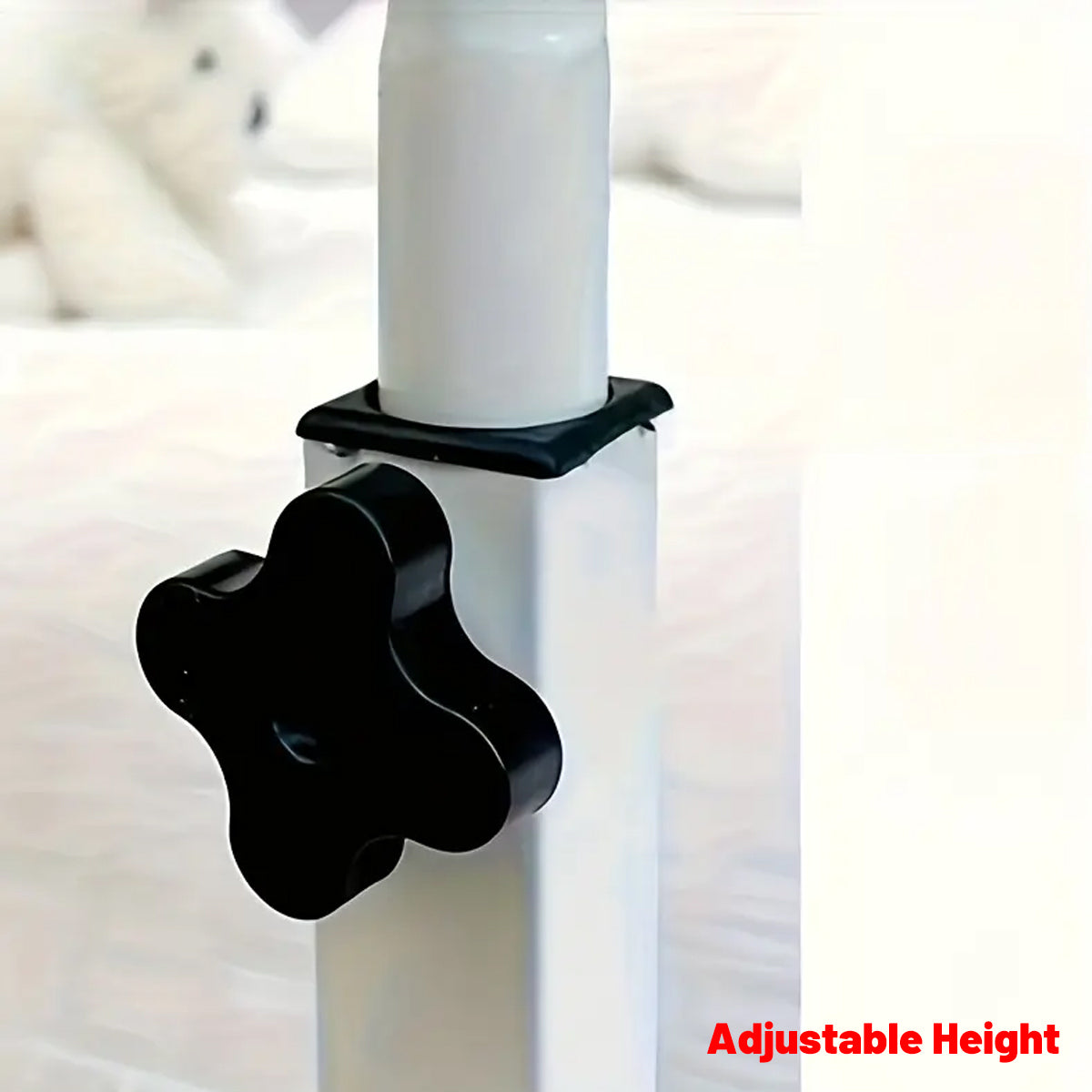 Movable Bedside Table Desk with Adjustable Height White