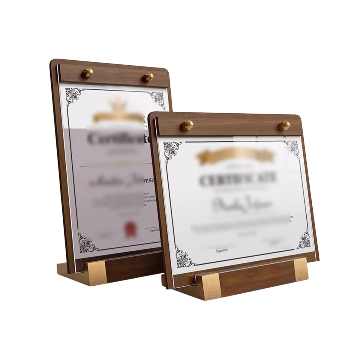 2 Pcs A4 Walnut Acrylic Desktop Display Stand