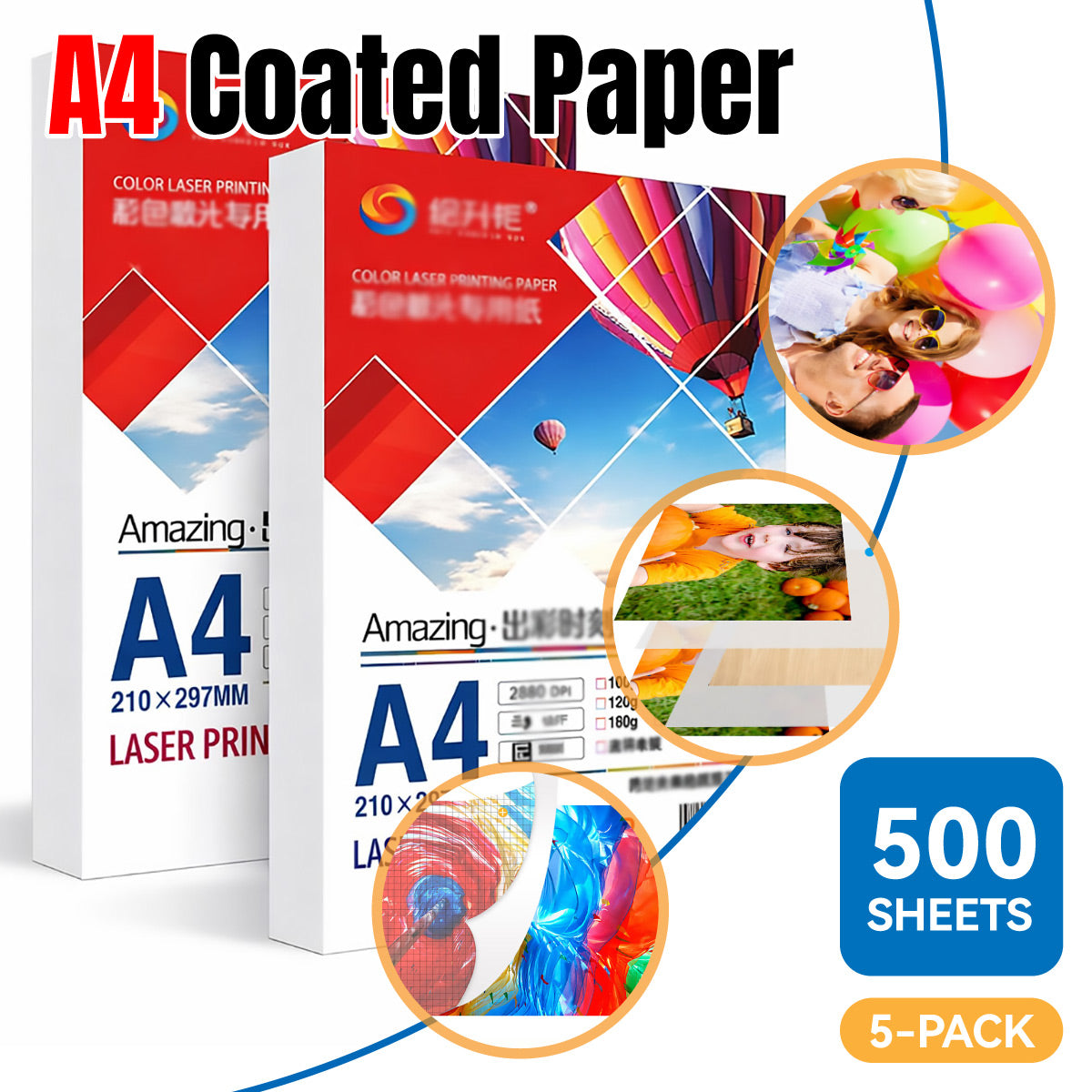500 Sheets A4 High Gloss Laser Paper Colour Print