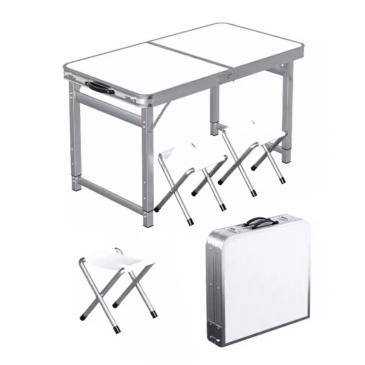 Folding Aluminium Picnic Table Set with 2 Stools