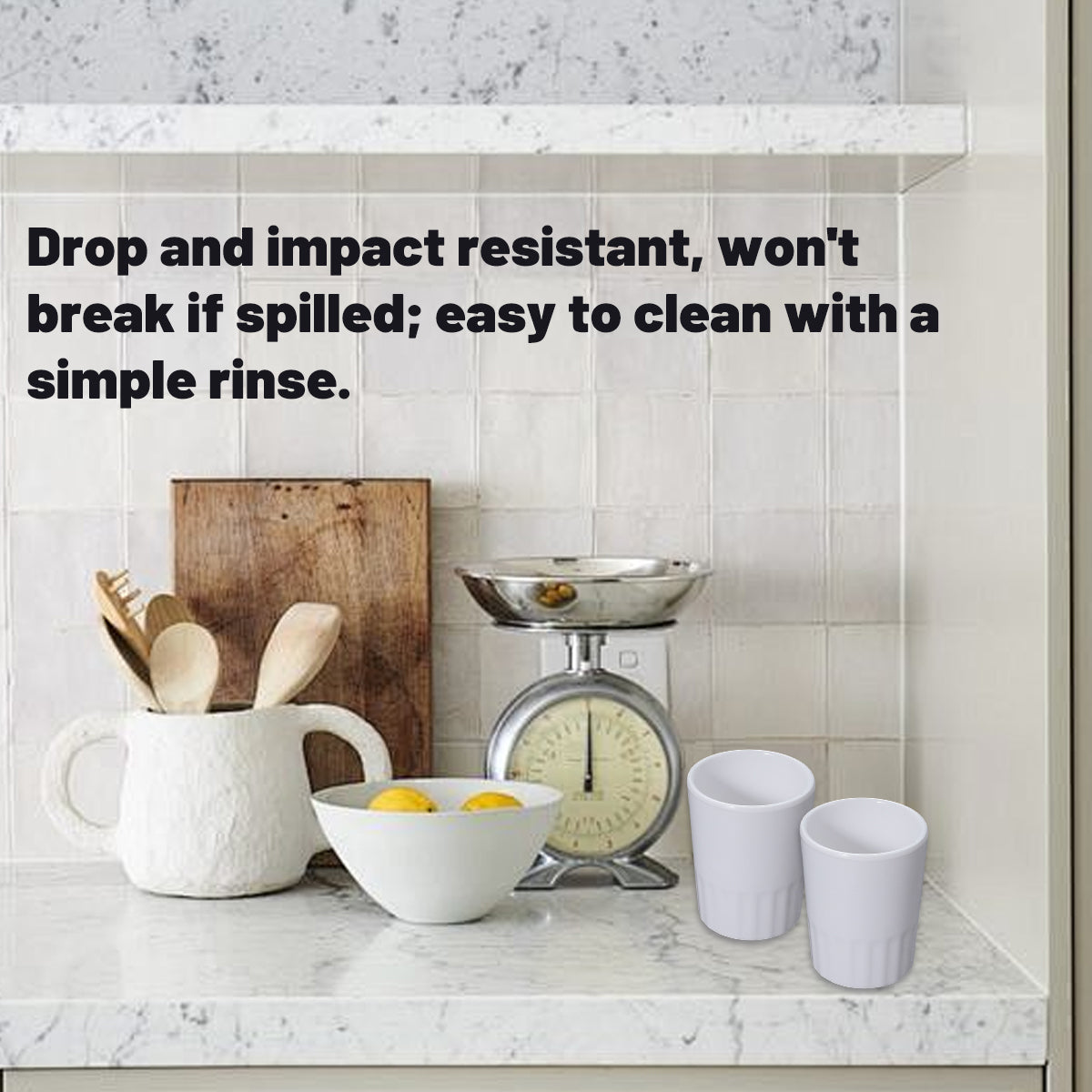 10pcs Shatterproof Melamine Tumbler Mugs in White