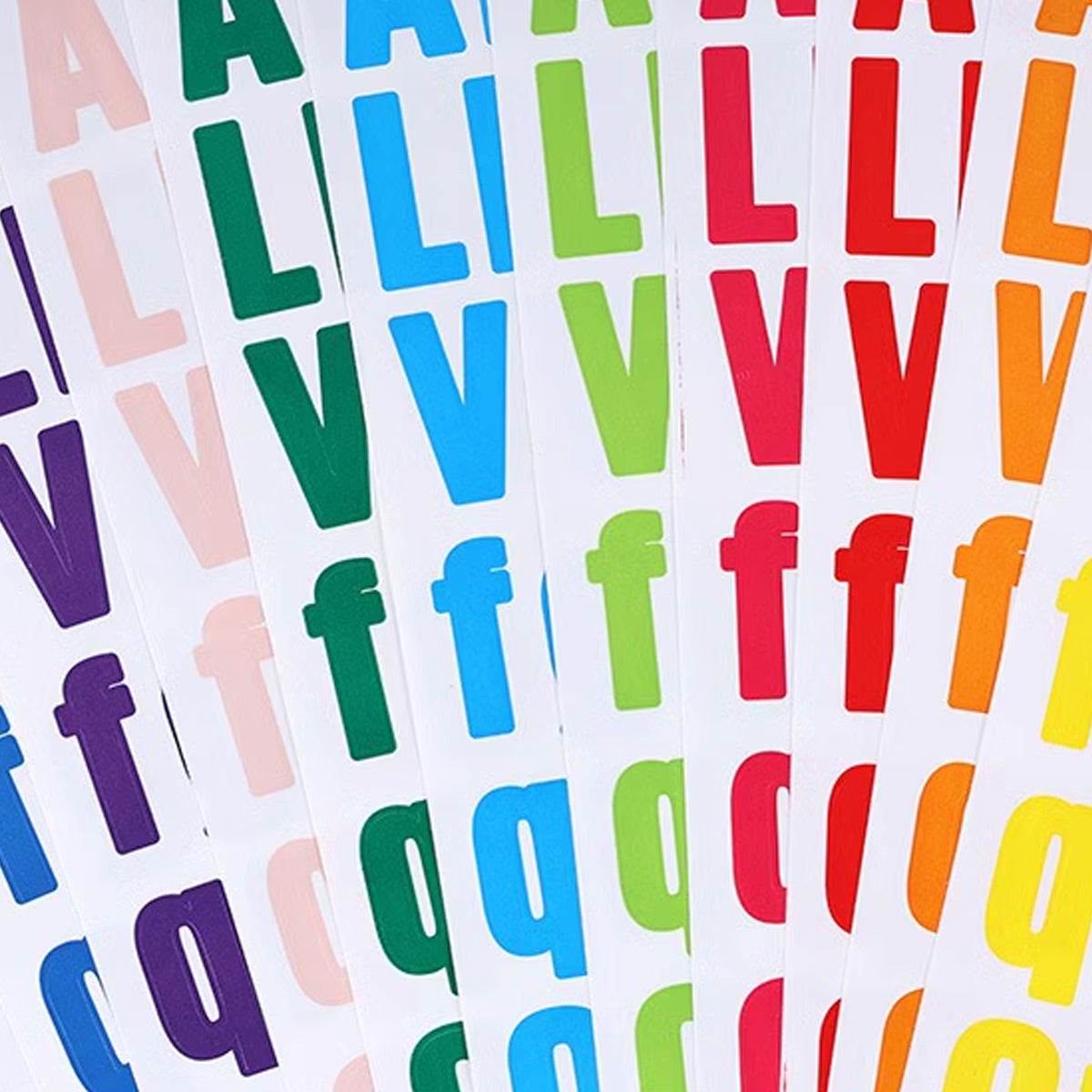 10 Sheets Alphanumeric Vinyl Stickers Colourful Water-Resistant