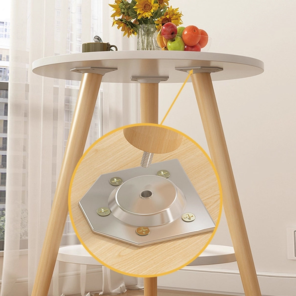 Small Round Coffee Table with 2-Tier Storage for Bedroom and Living Room