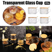 4pcs Embossed Glass Coffee Cups 14oz with Lids
